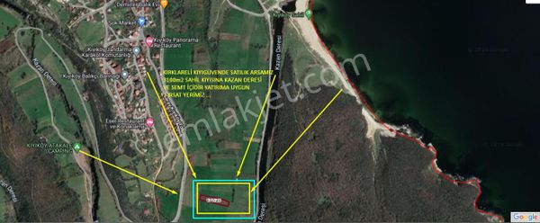 Kırklareli Vizee Arsamız 3100m2 Semt İçine Kazak Deresi Kıyı Sahıle Cepedir
