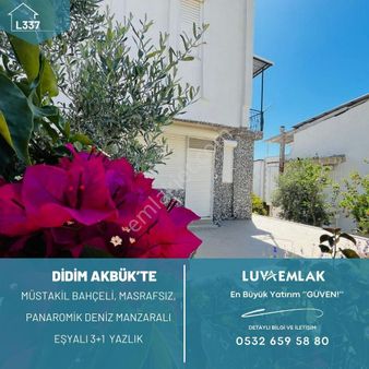 Didim Akbük'te Panoramik Deniz Manzaralı Müstakil Bahçeli 3+1 Eşyalı Yazlık
