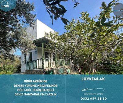 Didim Akbük'te Denize Yürüme Mesafesinde Müstakil Bahçeli Deniz Manzaralı 3+1 Yazlık