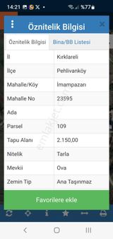 Kırklareli Pehlivan Köyde Satılık 3.550 M2 Arsa