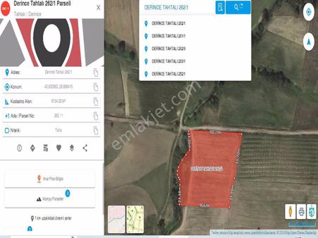 Kocaeli Derince Satılık Arazi Tahtalı'da 9.134 M2