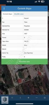 Kayseri Talas'ta Tepede Muhteşem Manzaralı 705m2