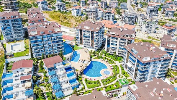 Alanya Cikcilli 3+1 160m2 Lüks Site Ful Manzara Çatı Dubleksi