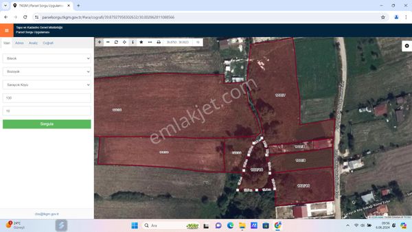 Bilecik Bozüyük Saraycık Köyü Köyönü Mevkii Satılık 831 M2 Hobi Bahçesi Tarla