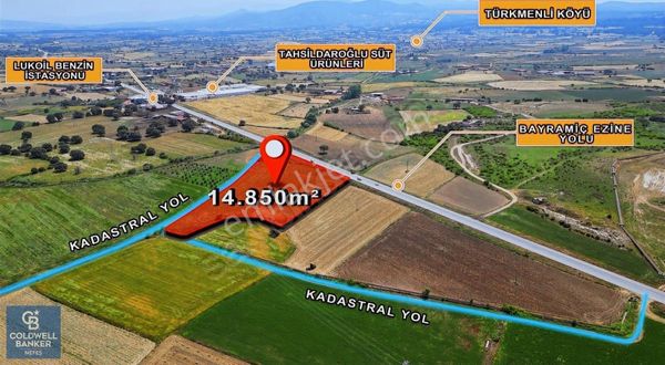 Çanakkale Ezine Bayramiç Yolu Üzerinde 14,850 M²﻿ Satılık Arazi