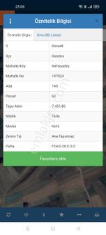 Satılık Arsa Kocaeli Kandıra Esentepe Mah 7451m2