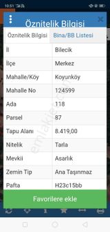 Bilecek Merkez Köyünkoyde Satılık Tarla