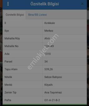 Kırıkkale Merkez Ahalı Satılık Sebze Bahçesi