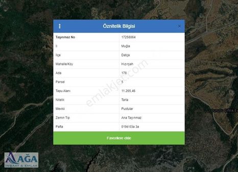 Ağa İnşaat & Emlak'tan Elektirik Ve Suyu Olan 11.5 Dönüm Tarla