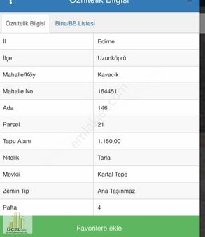 Uzunköprü Kavacık Mahallesinde Müstakil 1160 M2 Tek Tapu Tarla