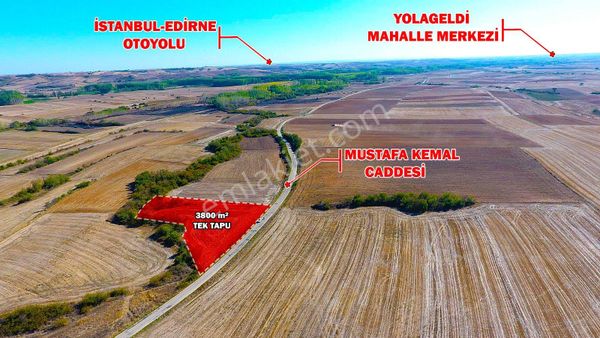 Kırklareli Babaeski Hazinedar Mahallesinde Caddeye Cephe Tarla