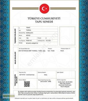 Tokat Turhal 2 Katlı Ev Tapu Sahibi Perta Emlak Ümit Tahmaz