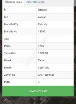 Avcılar Firüzköy'de 1300 M2 Satılık Arazi