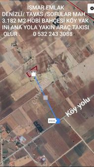 Tavas/sofular/mahallesi Ana Yol Yakını Elektrik Su İmkanı Olan Araç Takaslı Hobi Bahçesi