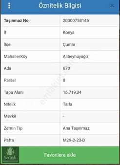Saraylı'dan Çumra Alibeyhüyüğünde 28.142 M2 Satılık Tarla