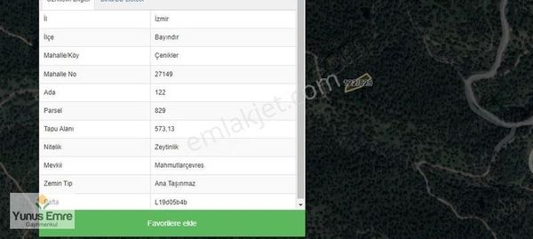 İzmir Bayındır Çeniklerde 573 M² Müstakil Zeytinlik