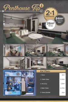 Lefkoşa Ortaköy'de Satılık 2+1 Sıfır Penthouse.