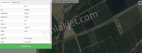 Ayazkent Yoluna Sıfır Tarla 3607 M2