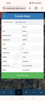 Bursa Keles Epçeler Satılık Tarla