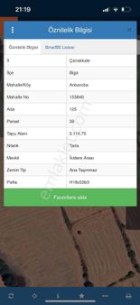 Biga Ambaroba Köyü Satılık Tarla