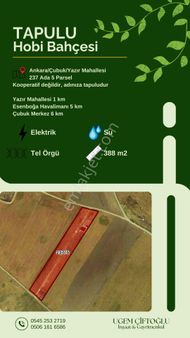 Ugem Gayrimenkul’den Çubuk Yazır Mah Tapulu Hobi Bahçesi