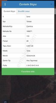 Tuğhan Gayrimenkul'den Torbalı Çamlıca Da Satılık Tarla 3.967 M2