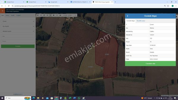 Çorum Merkez Celil Kırı Köyünde Şehir İmarına Sınır Komşu Tarlada Hisse