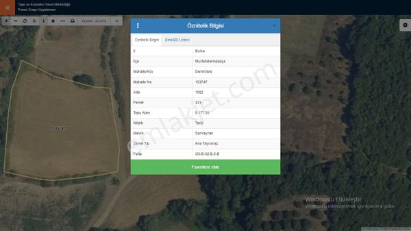 Bursa Mustafakemalpaşa Demirdere Mahallesinde 6.177 M2 Satılık Tarla
