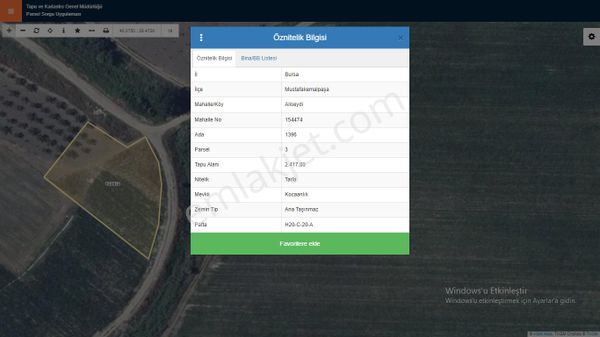 Bursa Mustafakemalpaşa Aliseydi Mahallesi 2.417 M2 Satılık Tarla