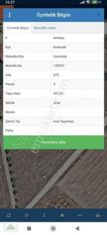 Korkuteli Uzunoluk 451 Arsa Satlık Çınar Emlak