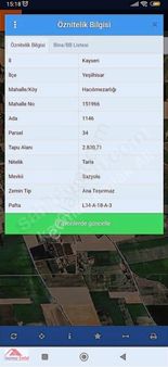 Kaçmaz Emlaktan Yeşilhisar Sazyolu Mevkinde Satilik Tarla 2830 M