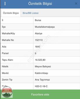 Bursa/mustafakemalpaşa/atariye Mah.fırsat Tarla