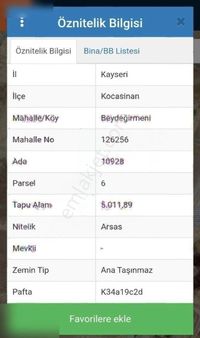 Kayseri Kocasinan Beydegirmeni Satılık İmarlı Arsa Çiftlik Besi