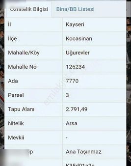 Kayseri Kocasinan Ugurevler Satılık 3+1