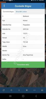 Balıkesir Paşaalanı 250 M2 Arsa Hissesi