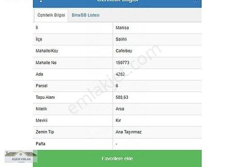 Salihli Caferbey Mahallesinde Satılık 588 M2 Köşe Arsa