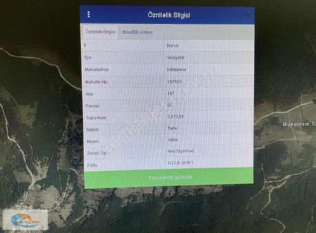 Bursa Nilüfer Kayapa Zaferde Satılık 1818m2 (hisse)tarla