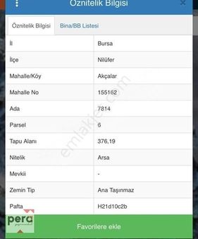 Pera'dan Uygun Fiyatlı Köşe Parsel Konut İmarlı 376 M2 Arsa