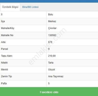 Satılık Tarla Çıkınlar Mahallesinde