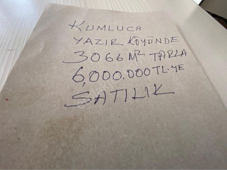 Kumluca/yazır Köyünde 3066m2tarla 6.000.000tl.ye Satılık