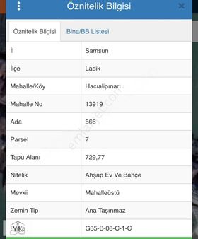 Ladik Merkezde Satılık 4 Kata İmarlı Müstakil Evli Bahçeli Arsa