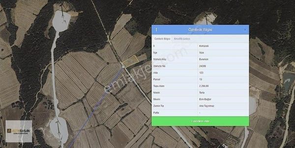 Kırklareli Vize Evrencik Mahallesi'nde Harika Lokasyonda Arazi