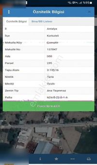 Korkuteli Çomaklı Burdur Yoluna 500 Mt Mesafede 3145 M2 Tarla