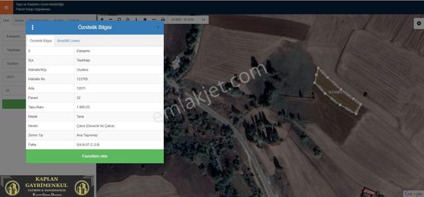 Kaplan Gayrimenkul’den Tepebaşı Uludere Mahallesinde 1865 M² Satılık Tarla