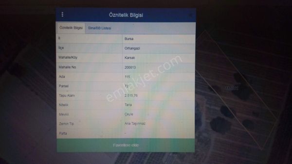 Orhangazi Karsak'ta Satılık Tarla 2515m2. Asilçelik Yanı Otobana Yakın