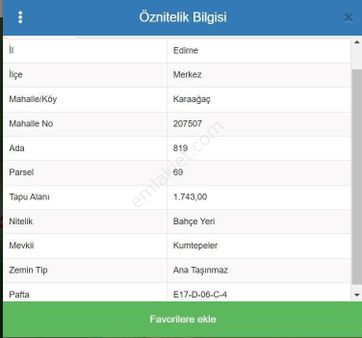 Adrian Gayrimenkul' Den Karaağacın En Güzel Yerinde Satılık Bahçe