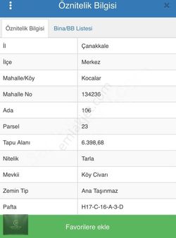 Çanakkale Merkez Kocalar Köyünde Müstakil Tapulu Arazi.