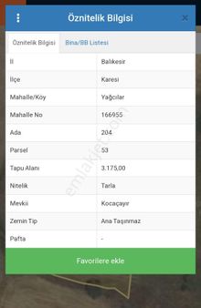 Karesi Yağcılarda Yatırım Değeri Yüksek Fırsat Tarla