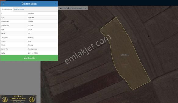 Kaplan Gayrimenkul’den Tepebaşı Uludere Mahallesinde 6121 M² Satılık Yatırımlık Tarla