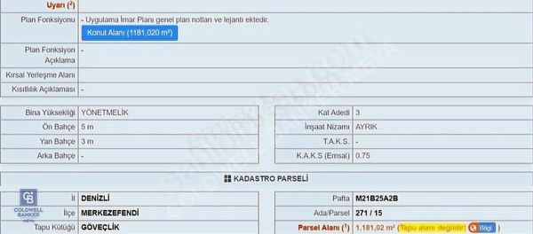 Göveçlik Mh. 1.181 M² İmarlı Satılık Arsa